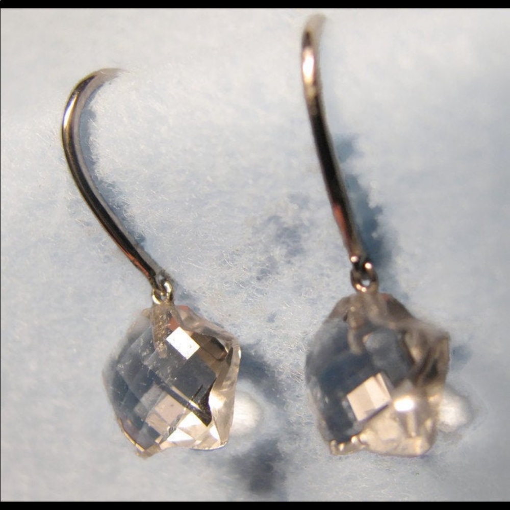Vintage 14K GOLD rock crystal quartz star earrings - Picture 2 of 5